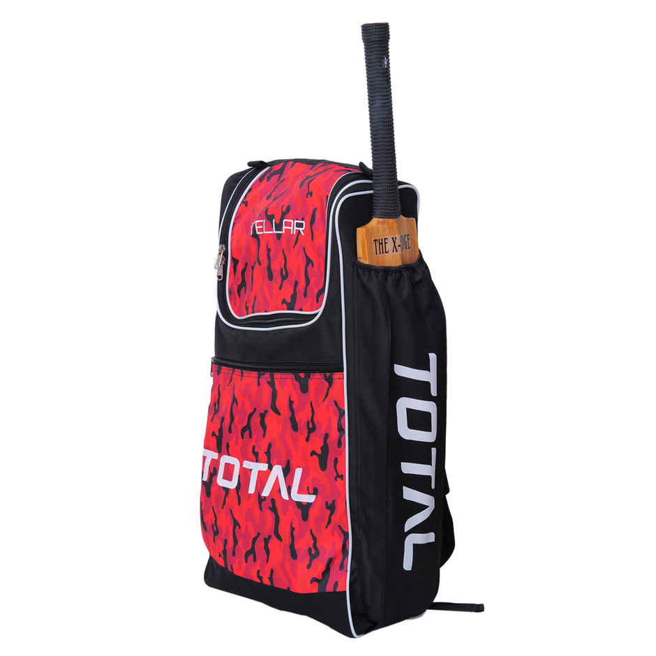 Total Premium Duffle Cricket Bag With Bat Holder & Shoulder Straps-Black-orange, Full-size