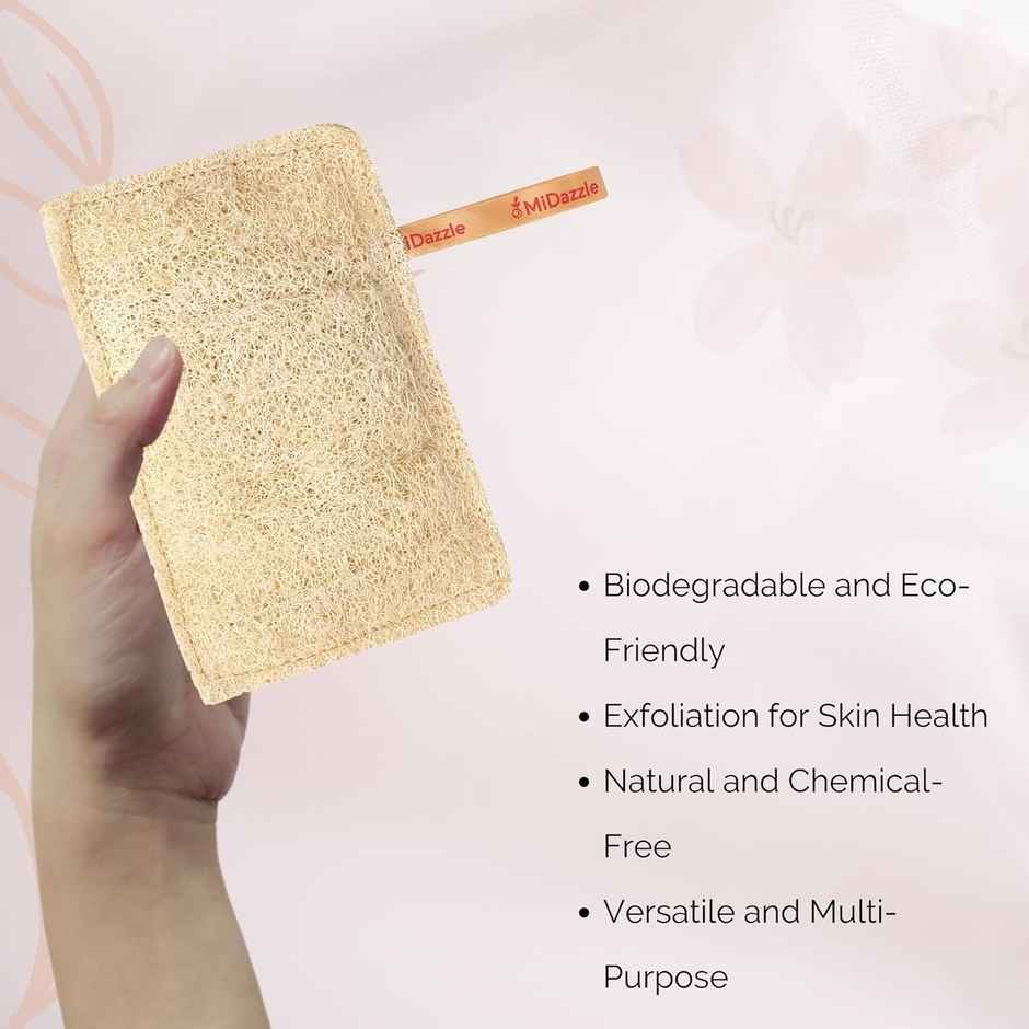 Midazzle 100% Natural Body Scrubber Organic Loofah for Bathing - Square |MIOL6105