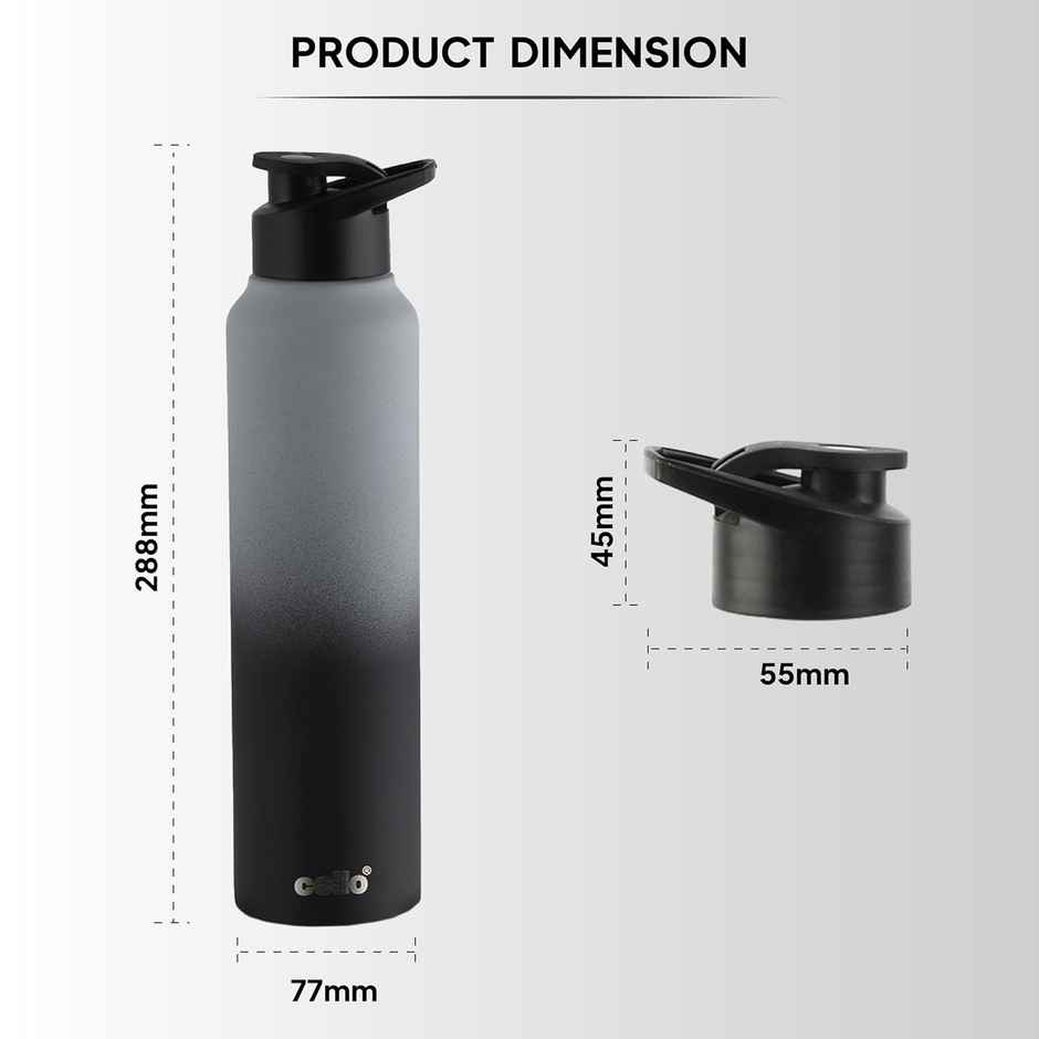 Aqua Pro Max Stainless Steel Water Bottle | Black Grey | CELLO