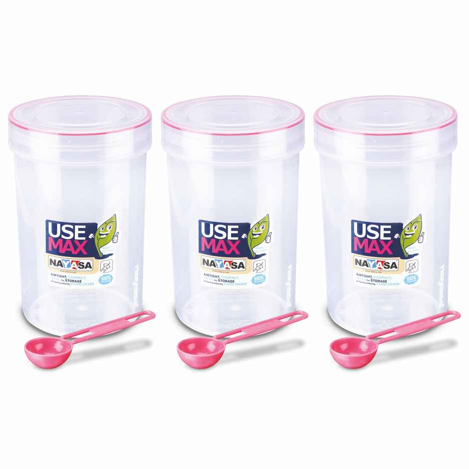 Nayasa Use Max Glaze BPA Free Food Grade Airtight Kitchen Storage Stackable Containers | Pink - 2 L