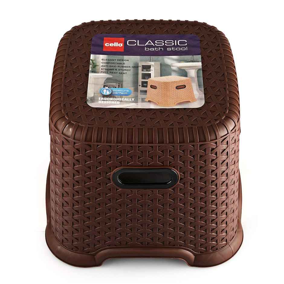 Cello Classic Perfect Posture Small Plastic Stool, Brown | Lightweight Plastic Stool for Sittng