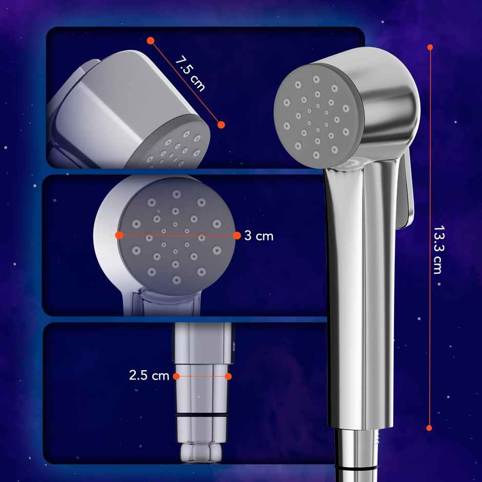 Lorazzo Eclipse Health Faucet Jet Spray Set with 1-meter Hose Pipe (SS 304) and Wall Hook