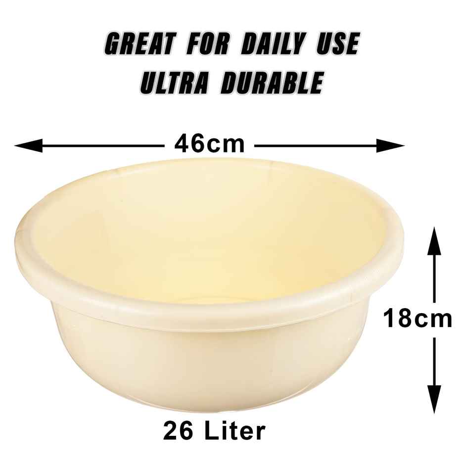 Kuber Industries Durable Plastic Bath Tub for Baby Bathing|Washing Clothes|26 Liter|Cream