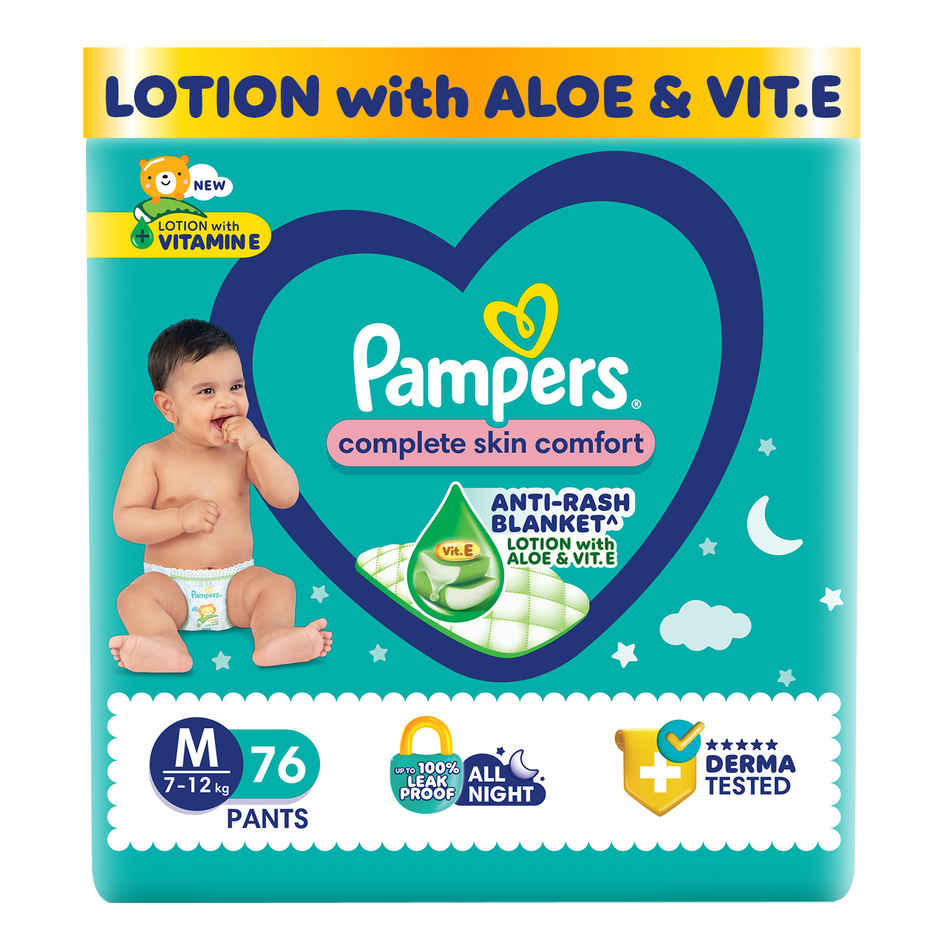 Pampers All Round Protection Baby Diapers | Pant Style | M | 76 pcs Combo