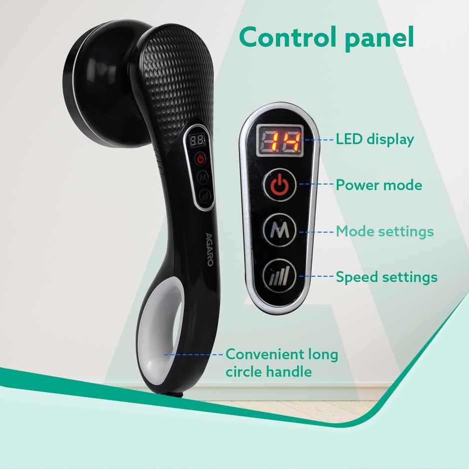 Agaro Relaxo Electric Handheld Full Body Massager With 8 Massage Heads, 5 Mode & 6 Speed Settings