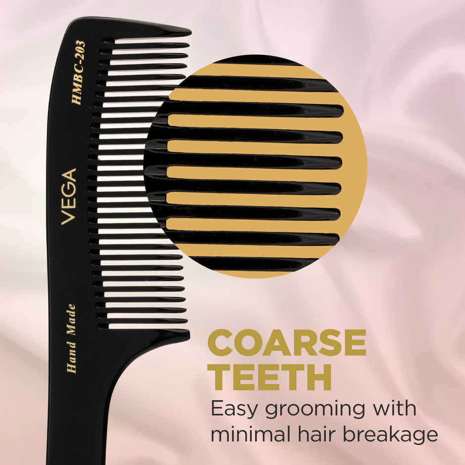 VEGA Grooming Hair Comb,Handmade | For Men And Women | Black | HMBC-203