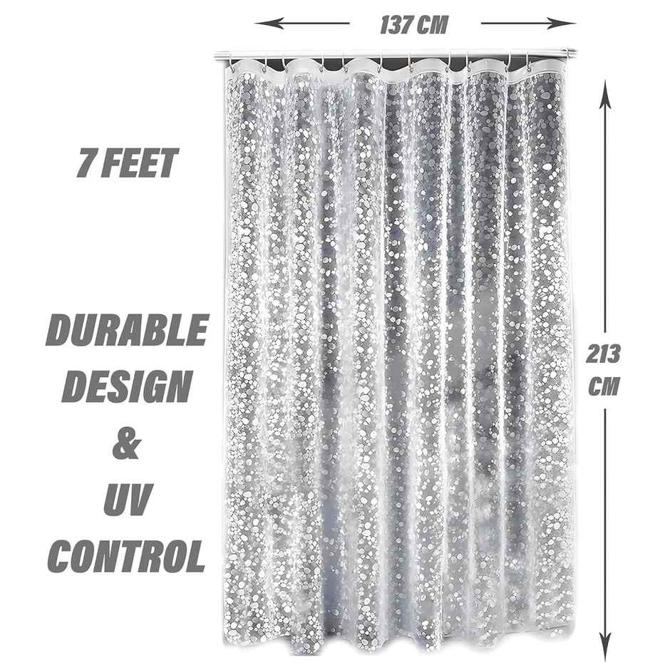 Kuber Industries PVC Waterproof Stone Print (7 Feet) Shower Bathroom Curtain | Transparent