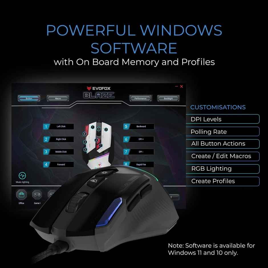 EvoFox Blaze Gaming Mouse USB - Grey