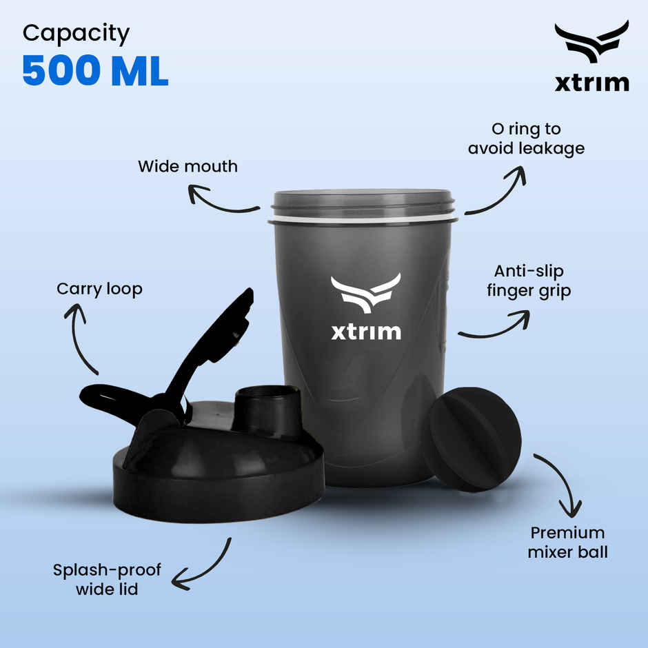 Xtrim Shaker for Protein Shake, Gym Bottle - Lightweight & Leakproof | Assorted