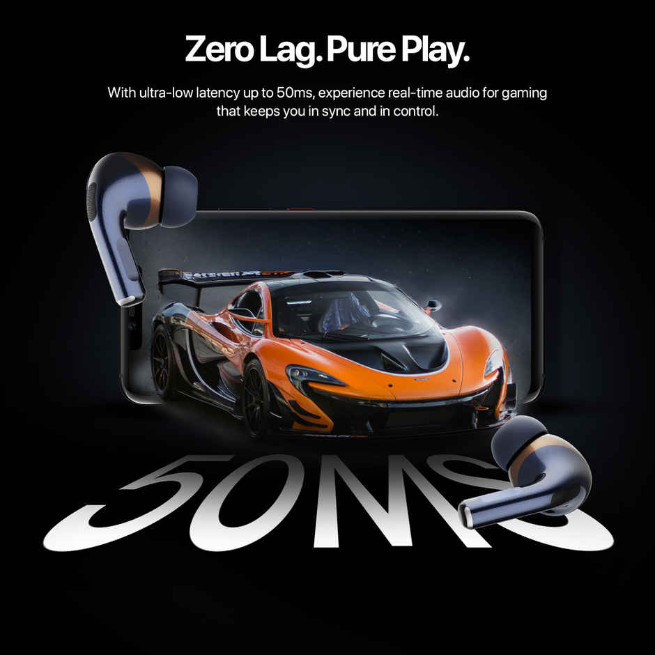 Fire-Boltt Fire Pods Aero Pro TWS Earbud with Custom EQ Profile, Quad Mic ENC & 50H Playtime, Ultra Low 50ms Game Mode,Electric Blue