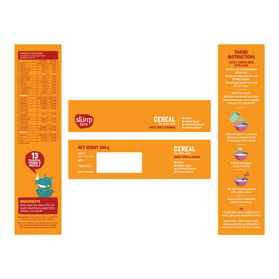 Slurrp Farm Wheat Apple and Banana Instant Healthy Cereal 100% Natural | No Added Sugar | No Milk