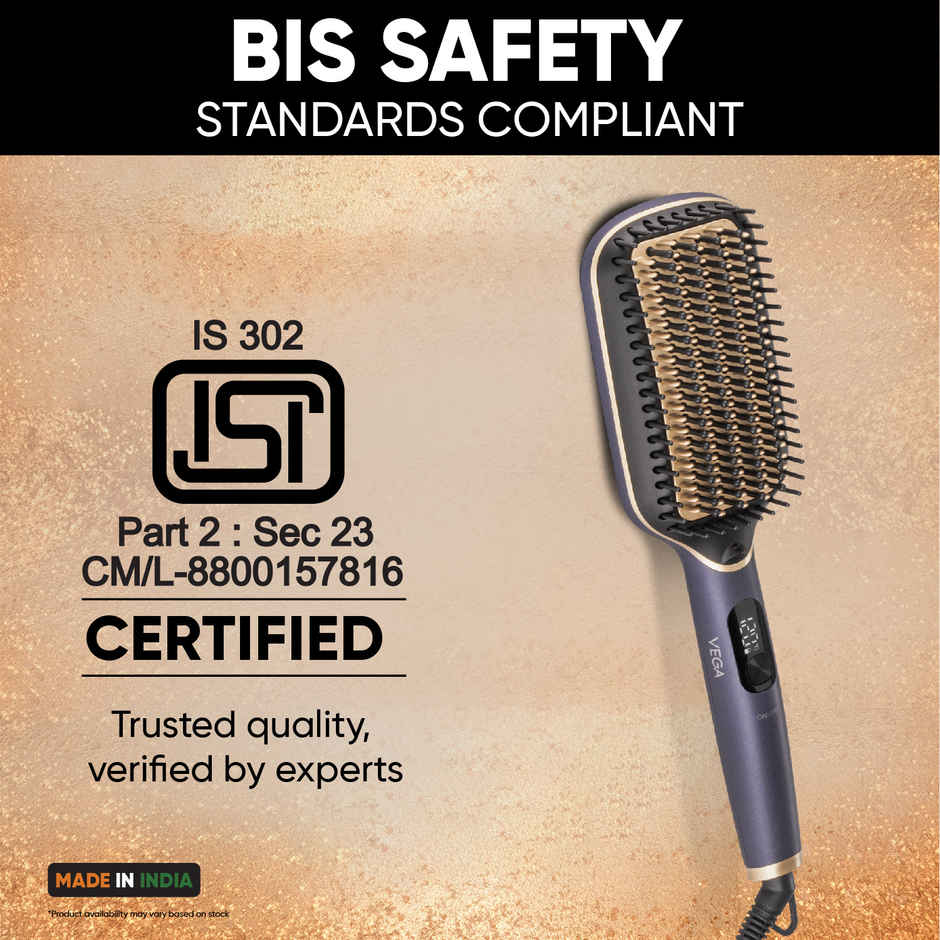 Vega Litstyle L1 Hair Straightener Brush with Up to 12 Hrs Straightening Effect, (VHSB-06)