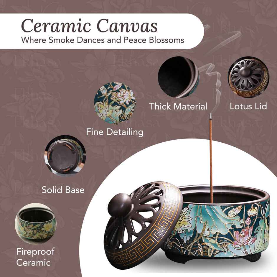 Ekhasa Ceramic Dhoop Dani Loban Burner Holder Stand For Home | Dhup Kapoor Dani For Puja