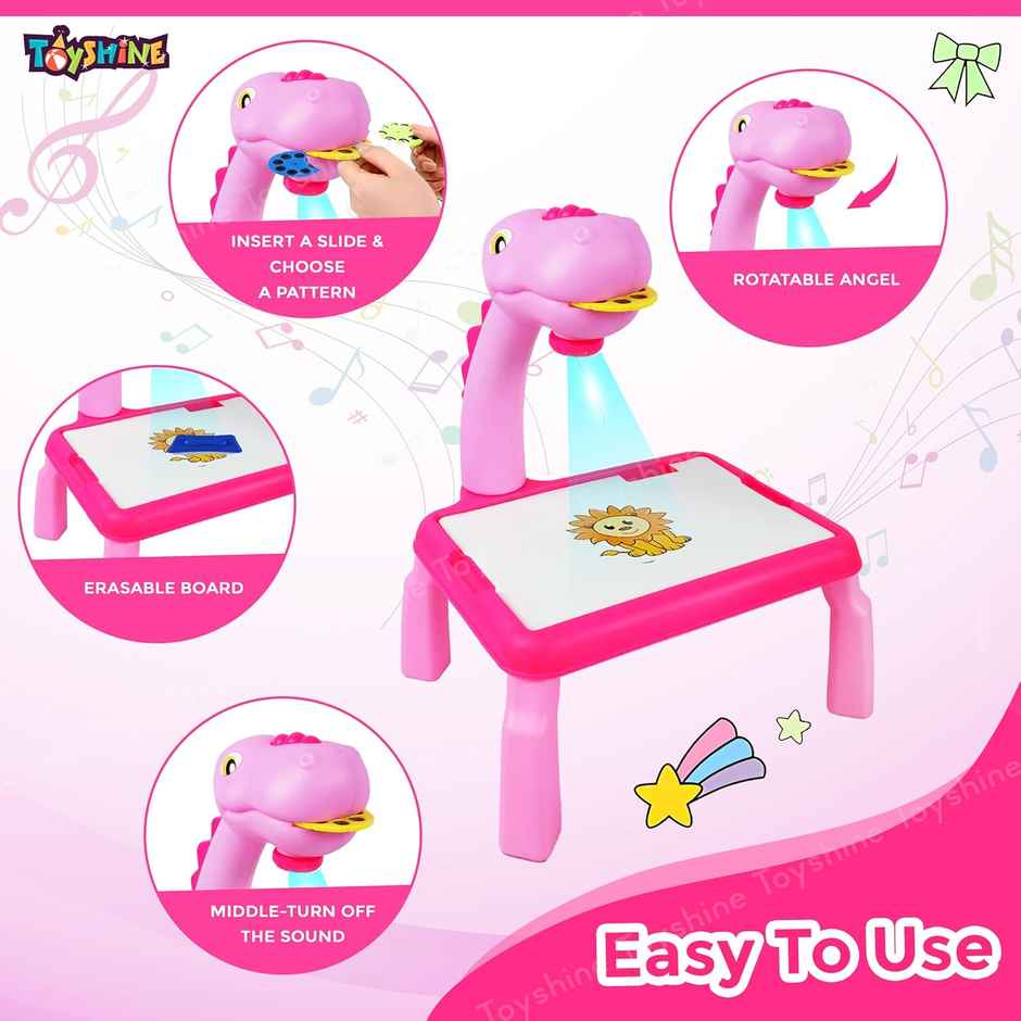 Toyshine Dino Theme Smart Projection Drawing Board With Music Include Art Supplies