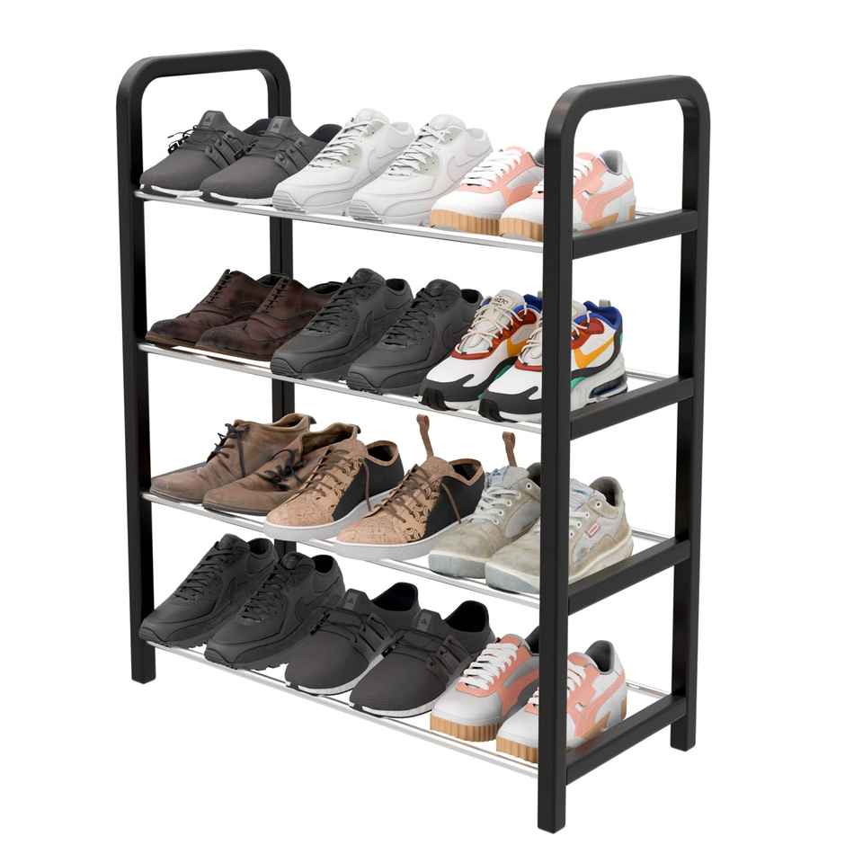 Lifelong Shoe Rack for Home | 4-Tier | Ideal for 12 Shoe Pairs | Space Saving | Chrome Finish