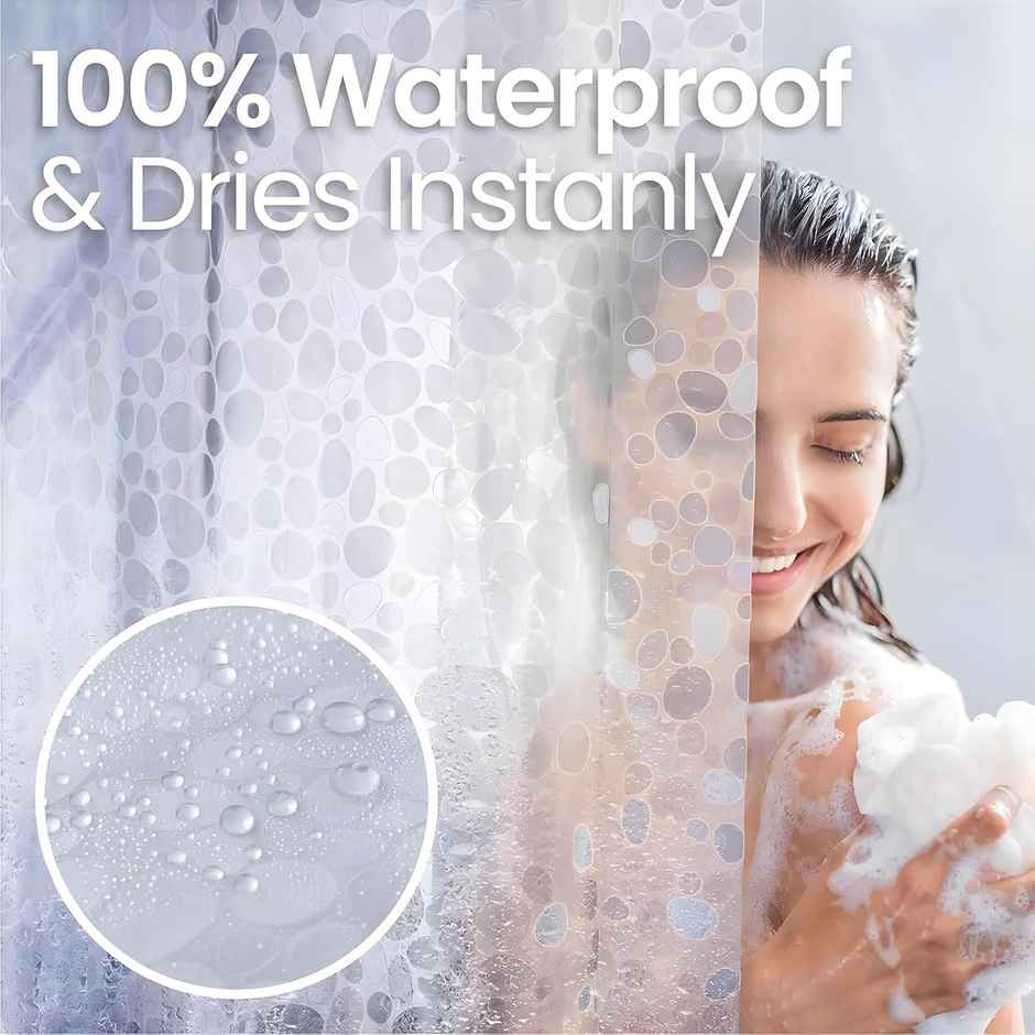 Kuber Industries PVC Waterproof Stone Print (7 Feet) Shower Bathroom Curtain | Transparent