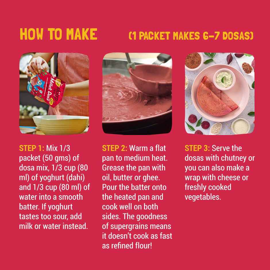 Slurrp Farm High Protein Millet Spinach Dosa Instant Mix | Natural And Healthy Food (150g) & Slurrp Farm Millet Dosa Mix - Beetroot (150g) Combo