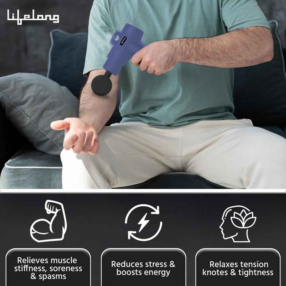 Lifelong Rechargeable Gun Massager For Pain Relief With 6 Speed Setting For Muscle Massage(Llgm117)