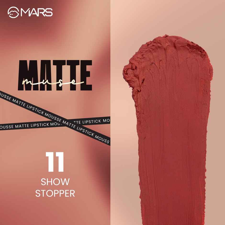 MARS Cosmetics Matte Muse Mousse Lipstick (3ml) (11-SHOW STOPPER) with Doe-Foot Applicator