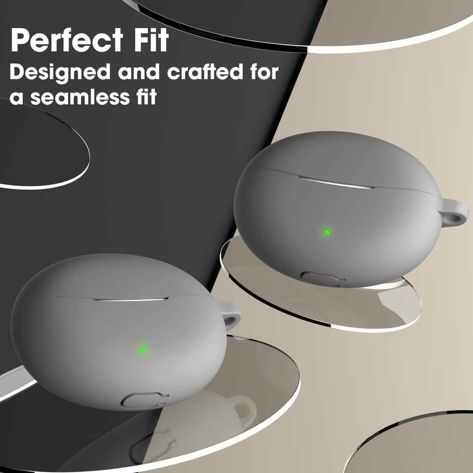 Sounce TWS-Silicone Earphone Case Cover for Oppo Enco Air3 Pro | With Keychain | Black