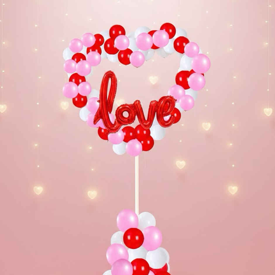 Happy Valentine Decoration with Pink, White and Red Balloons | Party Propz