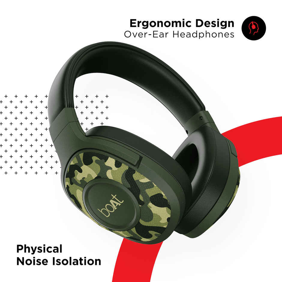boAt Rockerz 558 Bluetooth Wireless Over Ear Headphones with Up To 20 Hours Playback(Army Green)