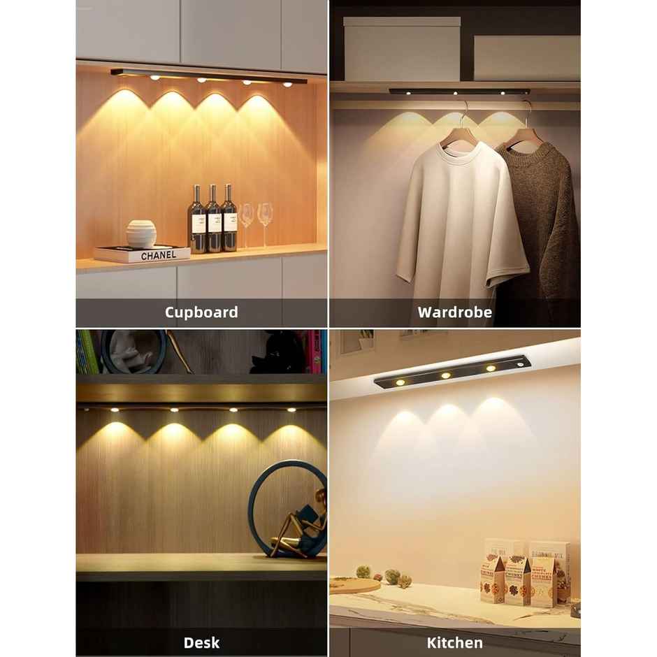 Desidiya Under The Cabinet Lights 40 Cm|Usb Rechargeable, Magnetic, Wireless- Aluminium, Led, White