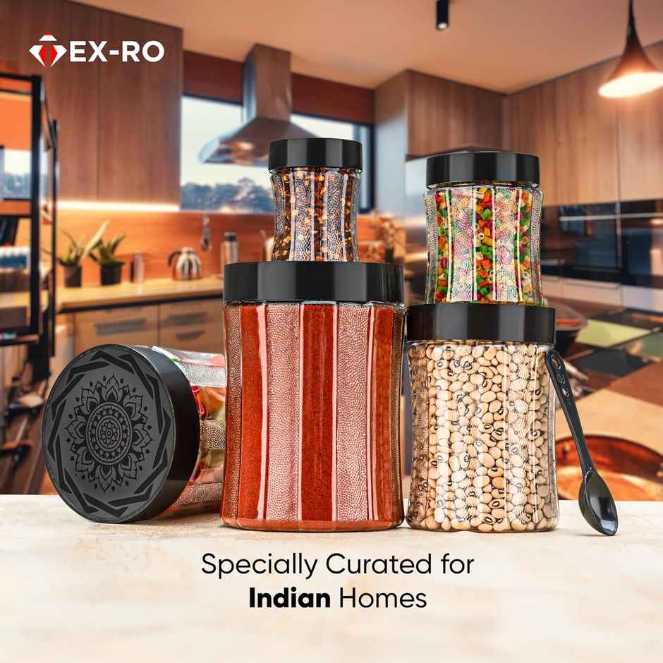 Tex-Ro 250ml- 350ml- 650ml- 1200ml Plastic Kitchen Containers Set With Spoons | Pack of 24