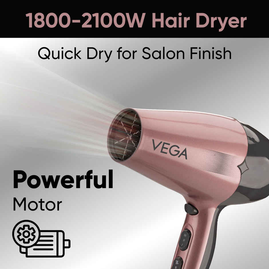 Vega Go Pro 2100W Professional Hair Dryer with 2 Speed & 3 Temperature Settings (VHDH-25)