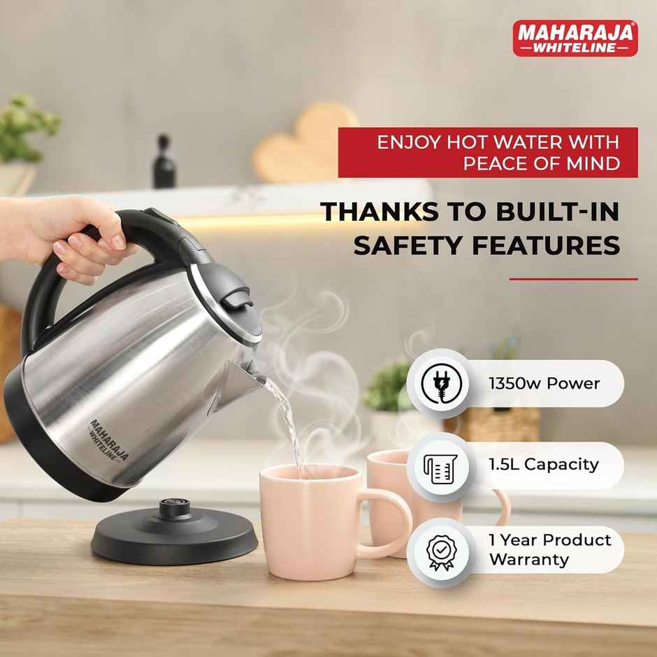 Maharaja Viva Steller Electric Kettle | 1.5L | 1350W Power | Stainless-Steel Kettle