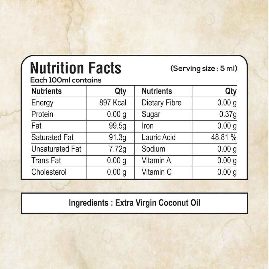 Pure Nutrition Organic Virgin Coconut Cold Pressed Oil Glass Bottle | Nourishes Skin And Hair