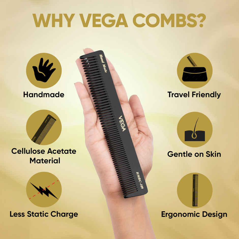 VEGA Grooming Hair Comb - Hmbc-109 (Black)