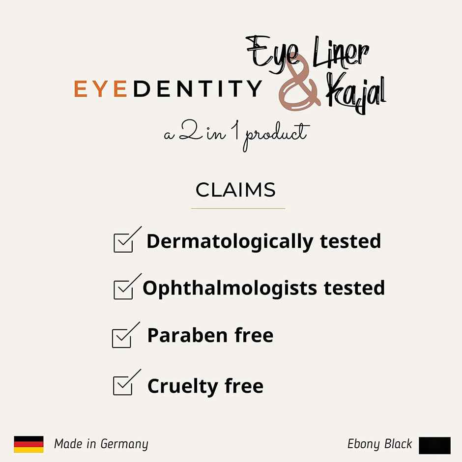 Color Fx Eyedentity 24 hour Long Lasting Waterproof Eyeliner & Kajal - Ebony Black