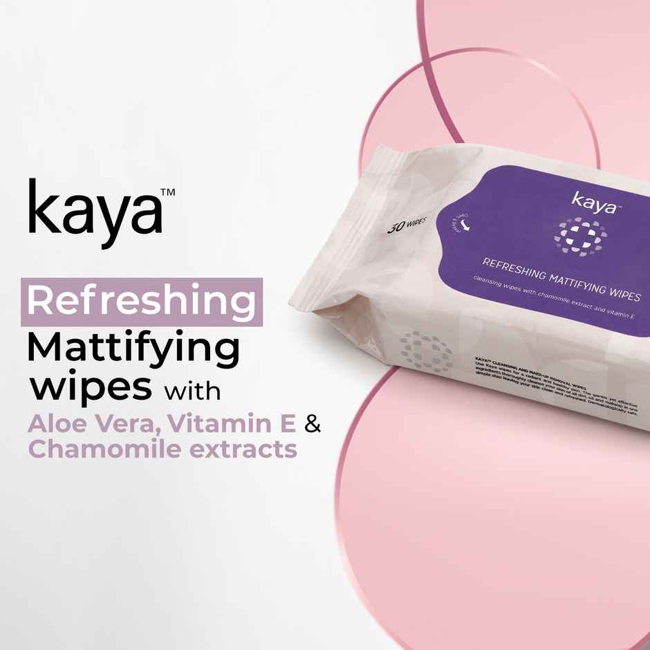 Kaya Clinic Refreshing Mattifying Wipes | Vitamin E & Chamomile Extracts | 30 Pulls Per Pack