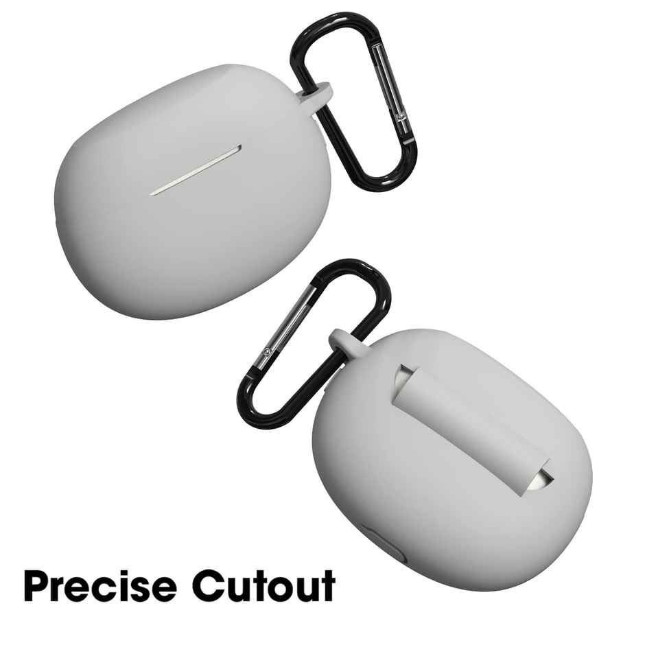 Sounce Silicone Case Cover for Realme Air 3 | Shockproof | Non-Slip Grip with Carabiner | Grey