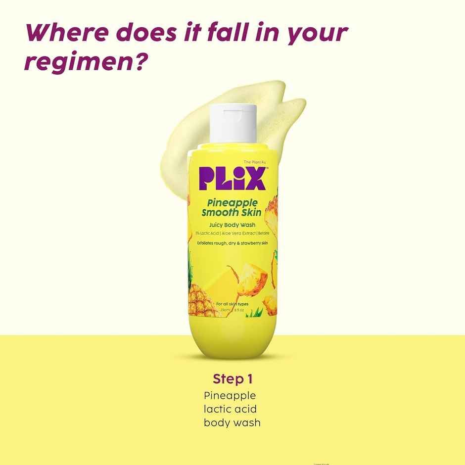 Plix The Plant Fix Pineapple 5% Lactic Acid Exfoliating Body Wash | For Tan Free - Brighter Skin