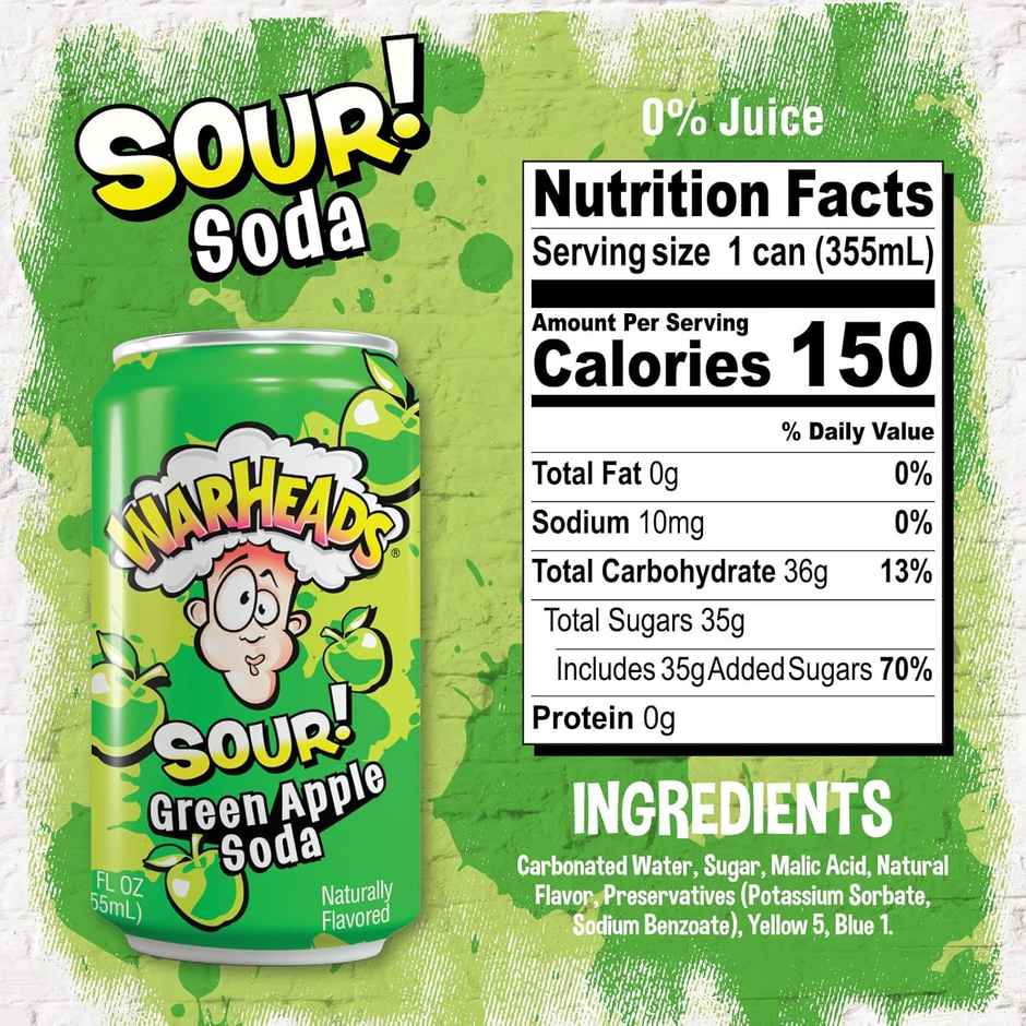 Warheads Sour Green Apple Soda