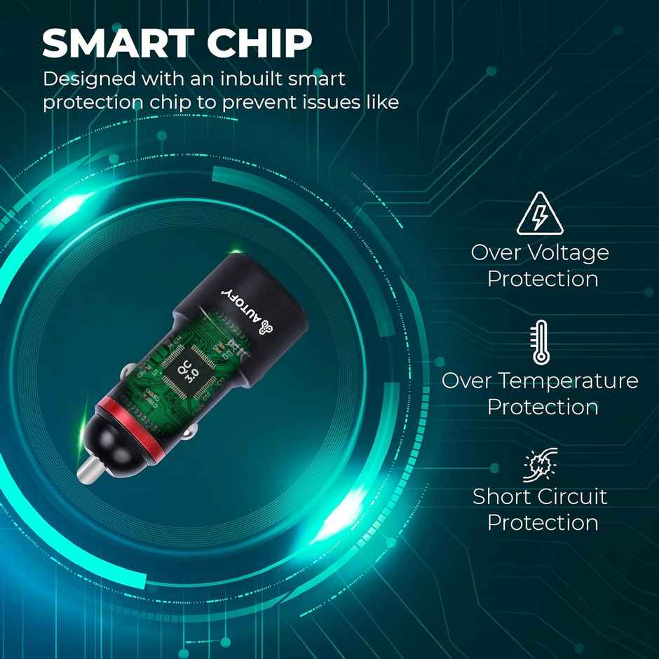 Autofy 38W | 20W Power Delivery Type-C + 18W Qc Certified Qc 3.0 Fast Car Mobile Charger