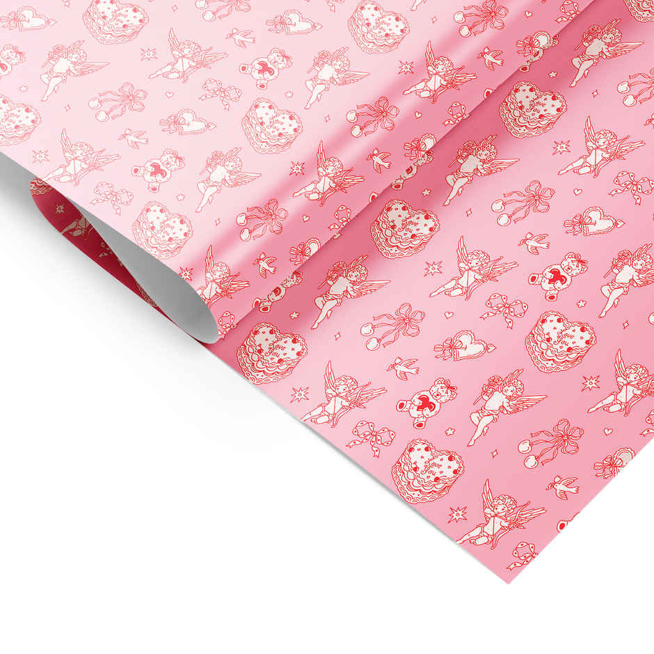 Tiger Notes Gift Wrap Valentines Day Cupid Pink