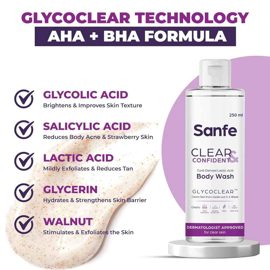 Sanfe Clear & Confident Glycolic Acid Body Wash