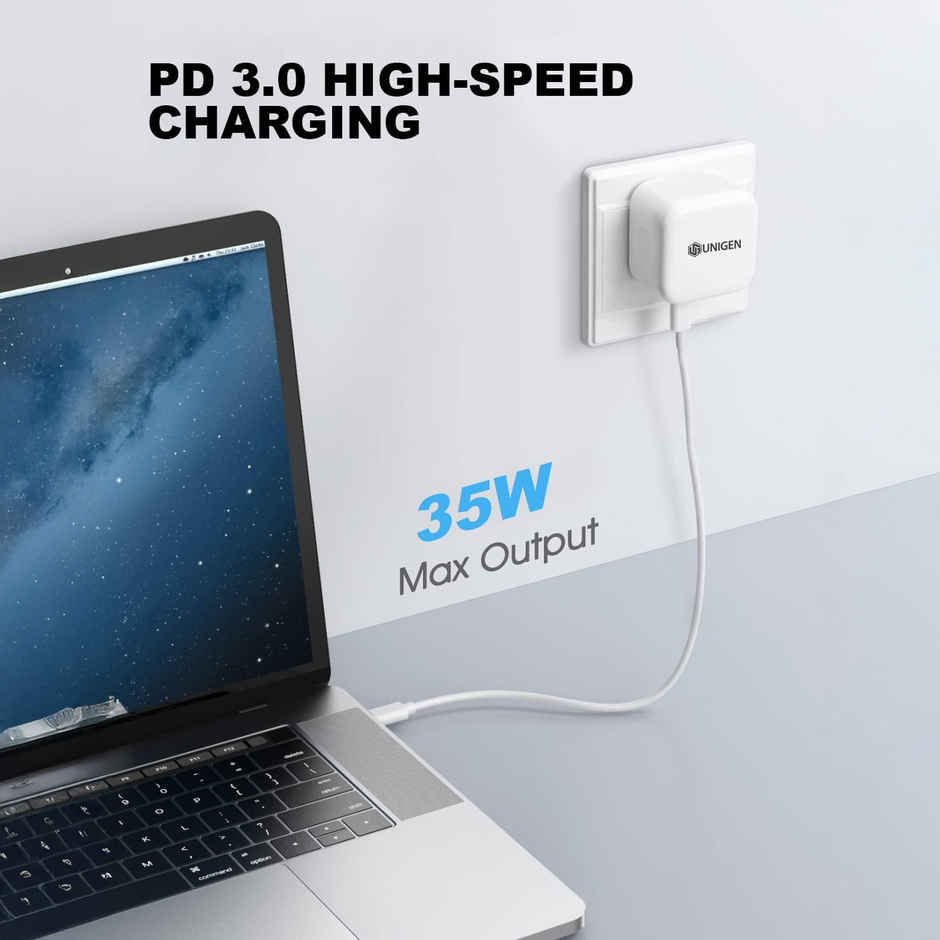 Unigen 35W Dual Usb-C Port Compact Power Adapter Pd 3.0 Usb Type C Plug Fast Wall Charger Block