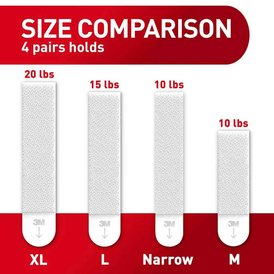 Command Large Picture Hanging Strips| 4 pairs (Wall Hooks for up to 7 kg Photo Frames)