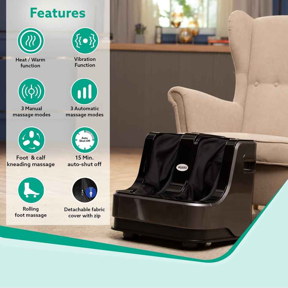 Agaro Rejoice Foot, Calf And Leg Massager With Heat And Vibration, 80W, 4 Motors