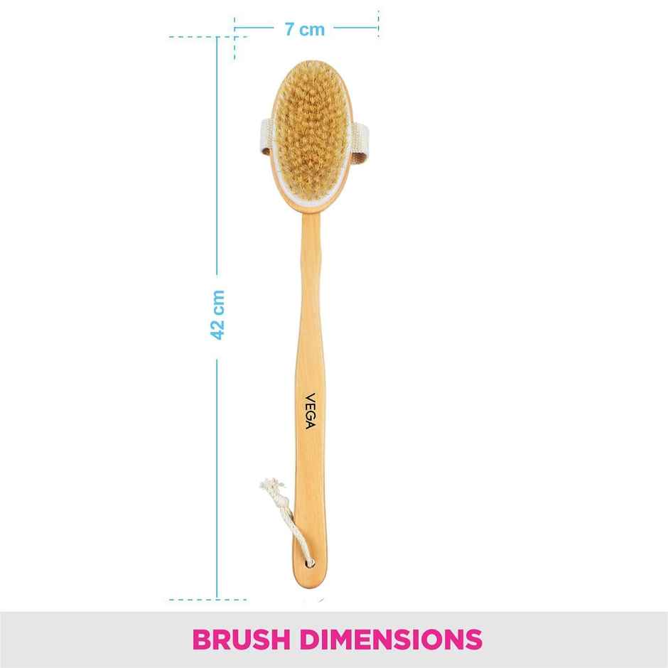 Vega Soft Bristle Bath Brush With Long Handle | Wood | Wooden