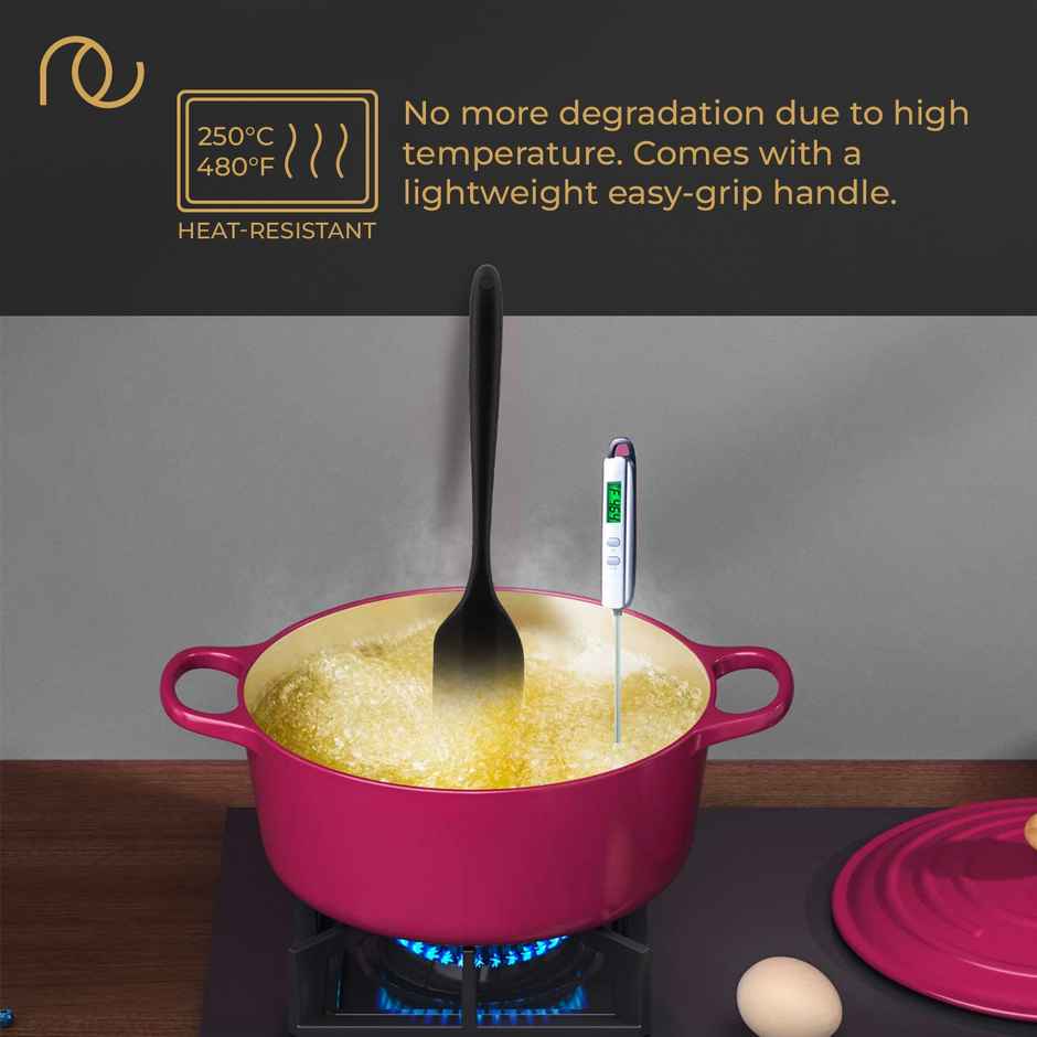 Frenchware Non-Stick Silicone Spatulas, Heat-Resistant, Food-Grade & BPA-Free - Black