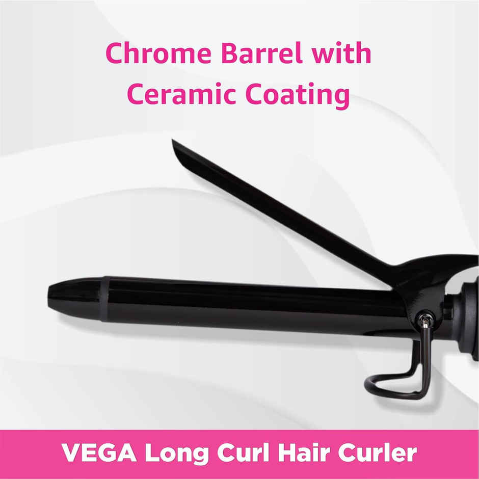 Vega Smooth Curl 19 mm Barrel Hair Curler for Women with Adjustable Temperature, Cool Tip | VHCH-03