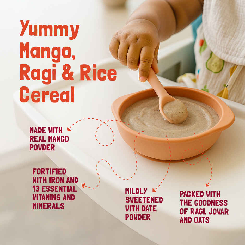Slurrp Farm Mango, Ragi and Rice Cereal with Milk and No Added Sugar