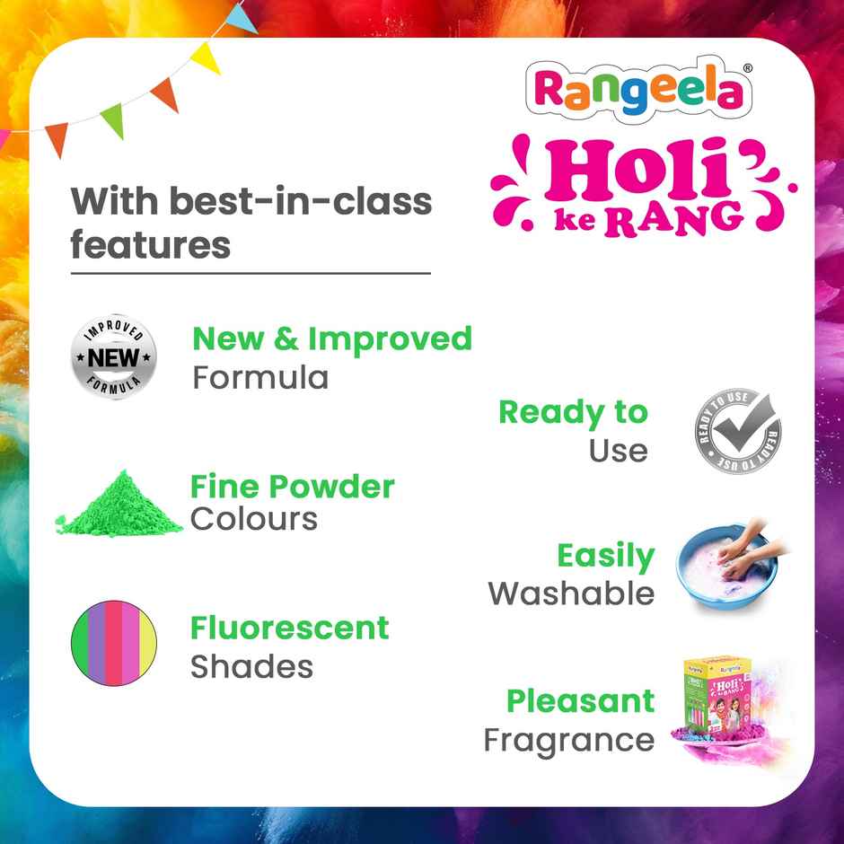 Rangeela Holi Ke Rang Colours Non Toxic | Easily Washable And Safe On Skin | Electric Green