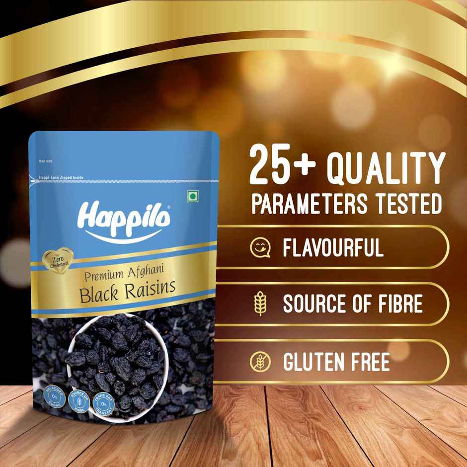 Happilo Premium Afghani Black Raisin | With Seed | Kali Kismish | Dry Fruits