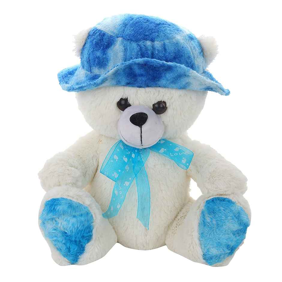 Dearjoy Cap Teddy Soft Toy - White & Blue